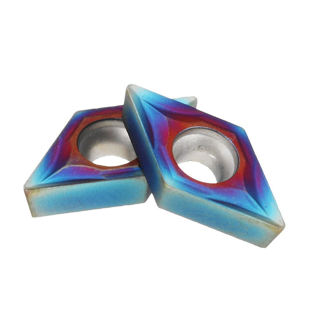 4pcs 12mm Lathe Turning Tool Holder with 10pcs Blue Nano DCMT070204 Carbide Inserts