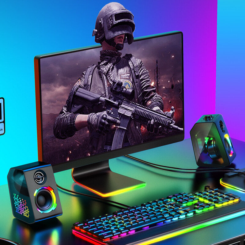 Bluetooth Speaker RGB Lighting Game Desktop Dual Speaker Surround Bass Stereo Support USB TF Card AUX Subwoofer
