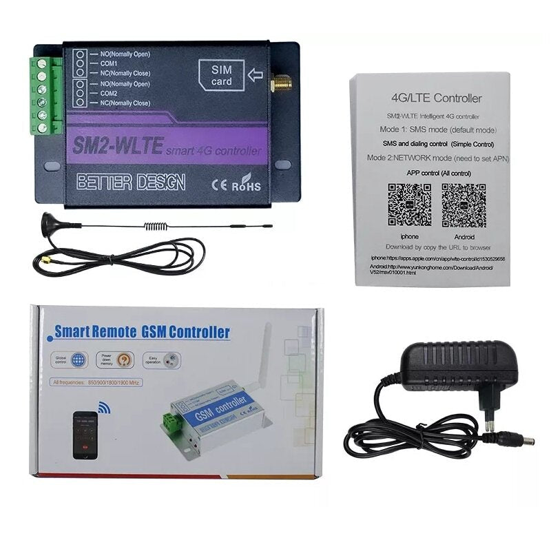 Relay Output Smart Controller App Remote Control Network GSM SMS Phone Remote Control Switch 2CH