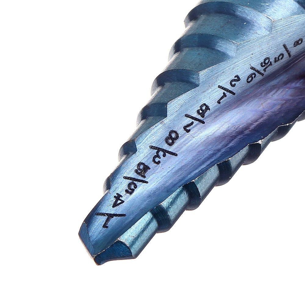 5pcs HSS Blue Nano Coating Step Drill Bit Set Spiral Flute Multiple Hole 1/8 to 1-3/8 Inch 50 Sizes with Aluminum Case or Opp Bag