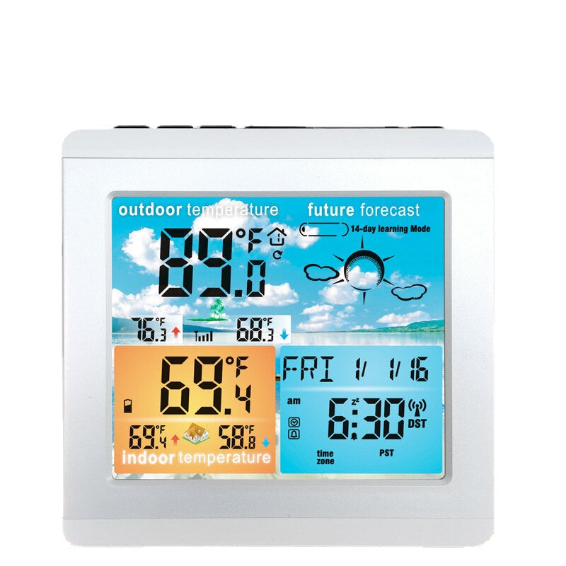 Wireless Weather Station Table Alarm Clock Calendar 12/24 Hours Indoor/Outdoor Temperature Display