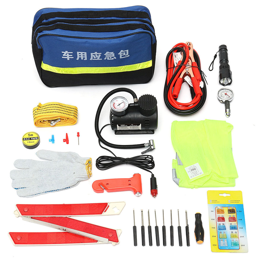 Roadside Emergency Kit Portable Auto Set Car Tool Bag Piece Vehicle Safety