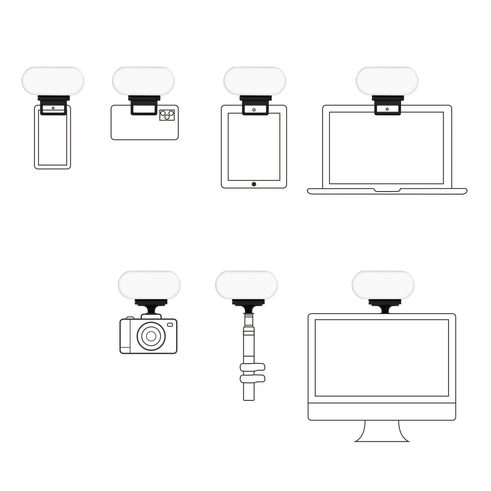 Video Light 2600K-6000k Fill Lamp with Three Stands for Camera Sport Cameras PC Laptop Phone Tripod Monopod for Live Broadcast Youtube Photography