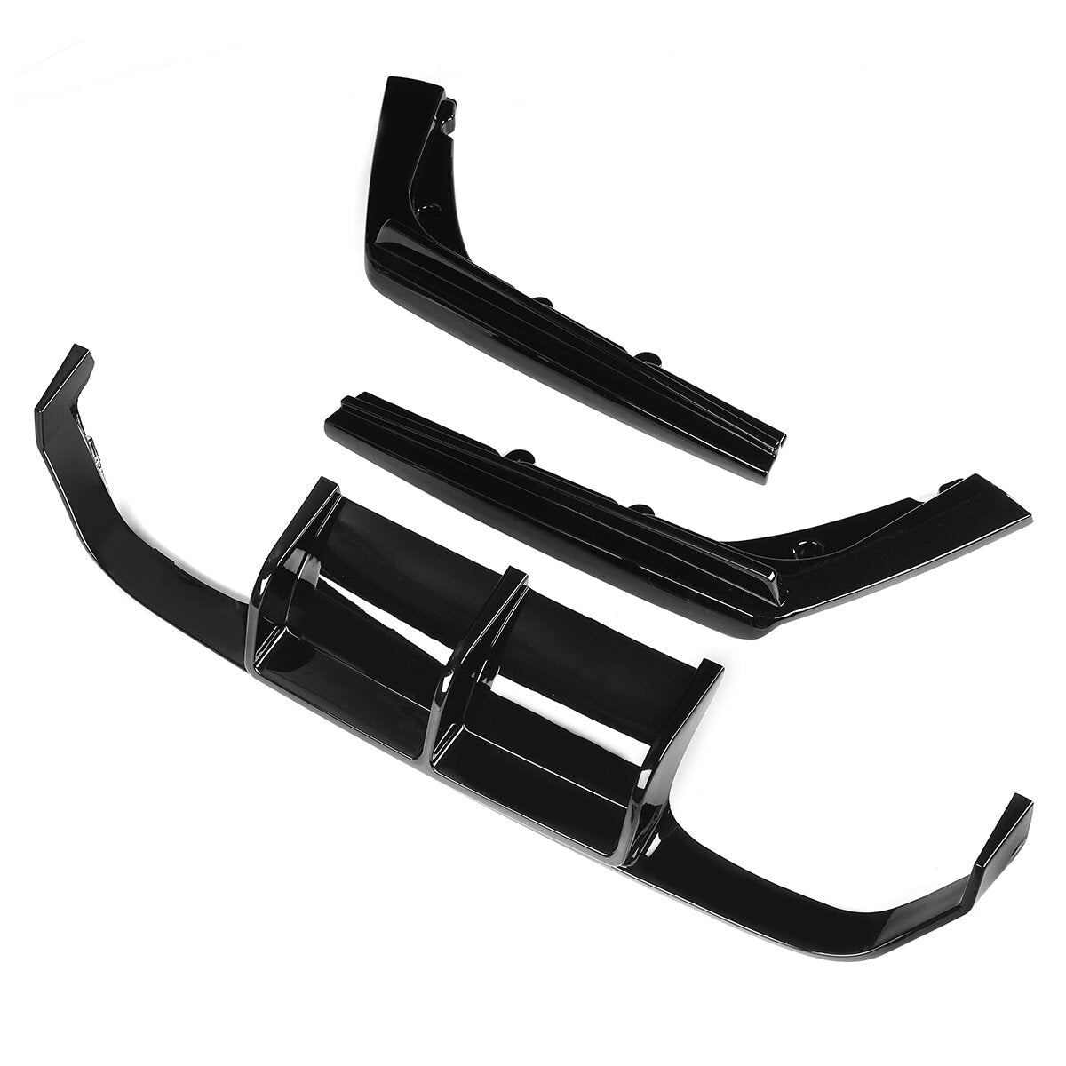 For Glossy Black Rear Bumper Diffuser Spoiler Lip 3Pcs