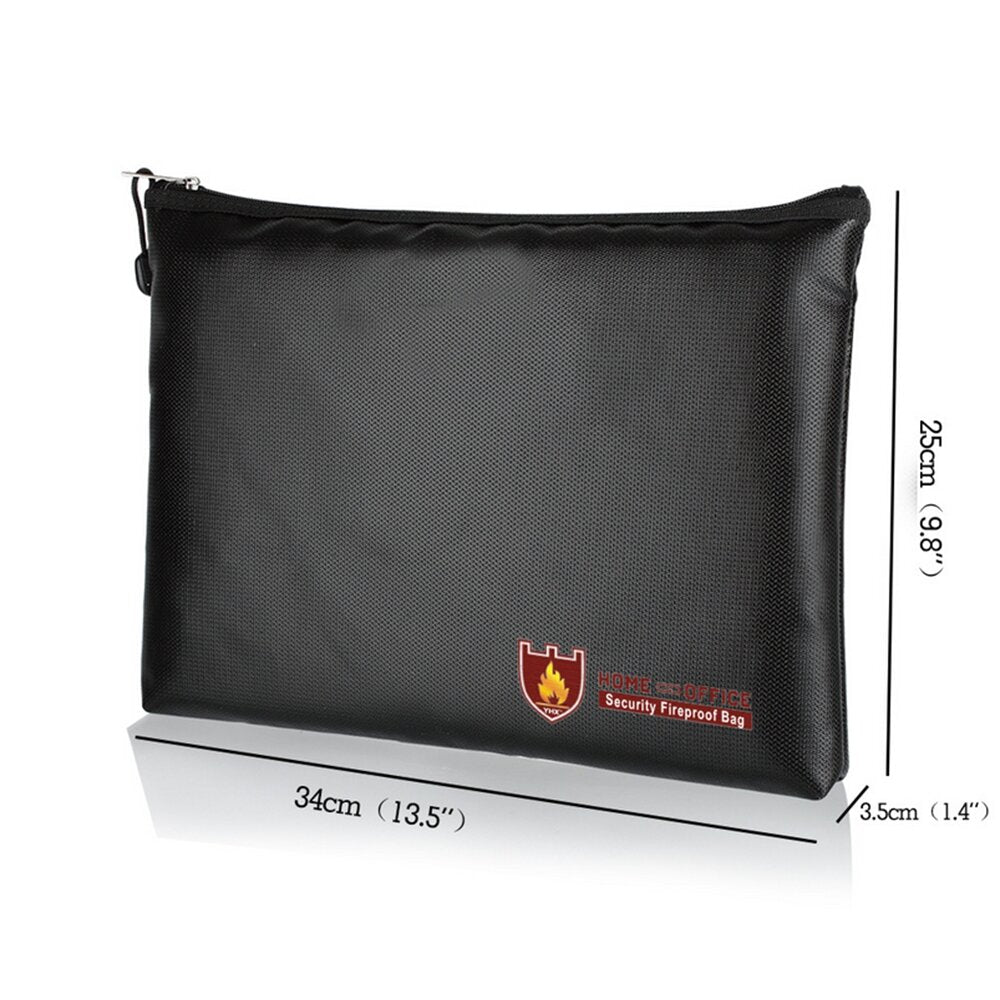 Security Fireproof Bag Explosion-proof Storage Protection Bag Waterproof Fire-Resistant Money Pouch with Zipper for Charging Storage Home Office