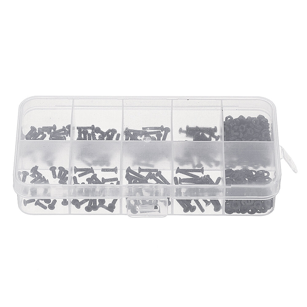 480Pcs M2 Hex Socket Button&Flat Head Screw Carbon Steel Bolt Nut Assortment