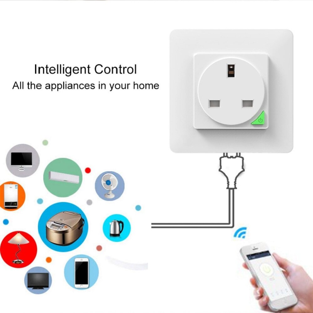 UK Plug Tuya Smart WiFi Wall Socket Switch Work with Google Alexa 110-240V