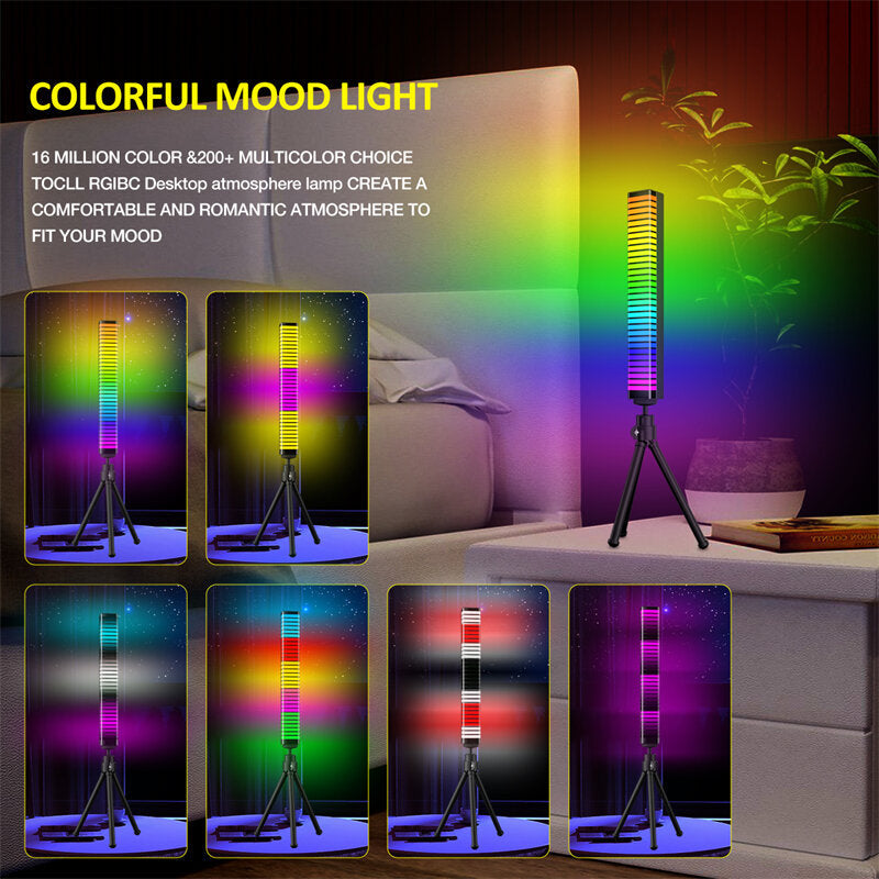 RGB Pickup Bluetooth Atmosphere Light with Tripod Music Car Rhythm Light Car LED Atmosphere Light Phantom Color Voice Control Music Sensor Light