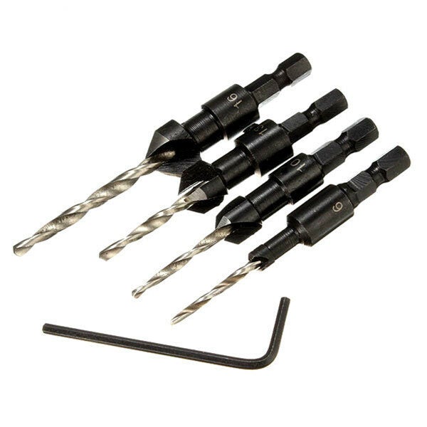 4pcs Carpentry Countersink Drill Bit Set Wood Working Tools