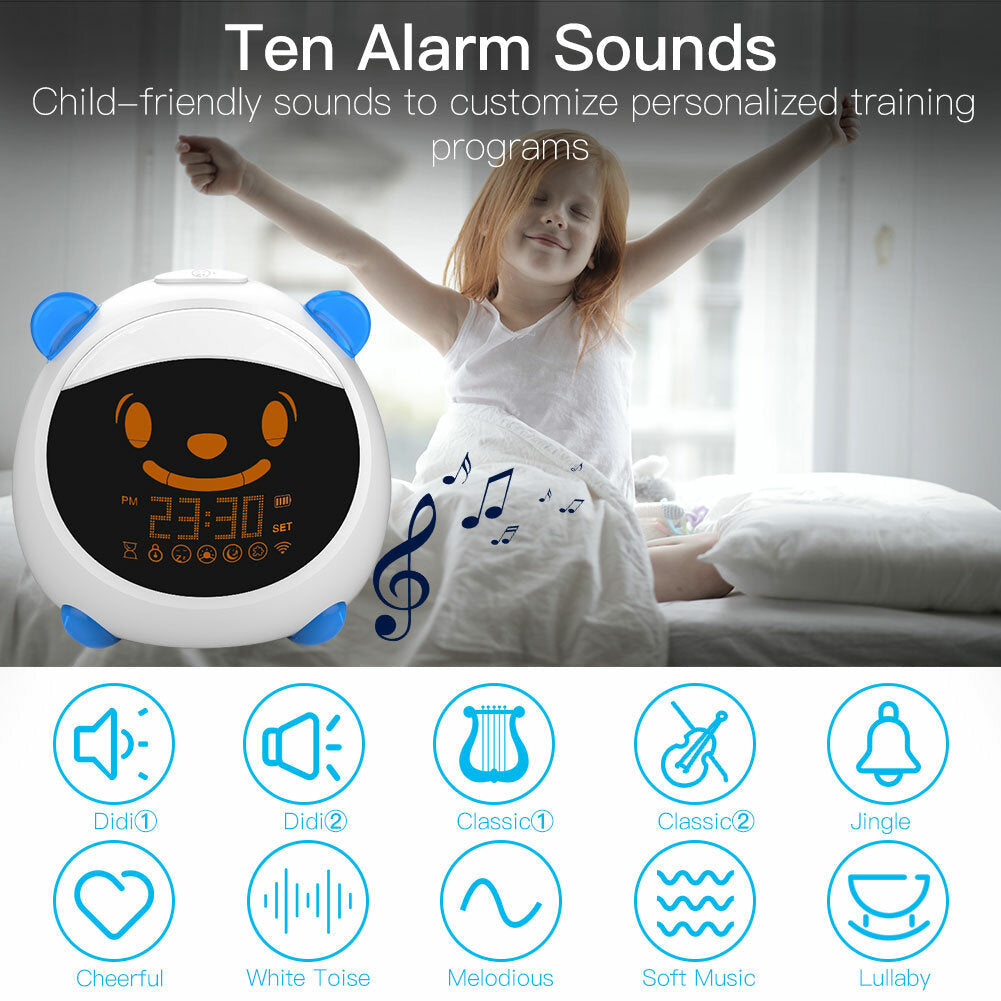 WiFi Smart Kids' Alarm Sleep Trainer Clock Light Sound Expression Smart Life Tuya App Voice Control with Alexa Google Home