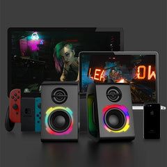 Bluetooth Speaker RGB Lighting Game Desktop Dual Speaker Surround Bass Stereo Support USB TF Card AUX Subwoofer
