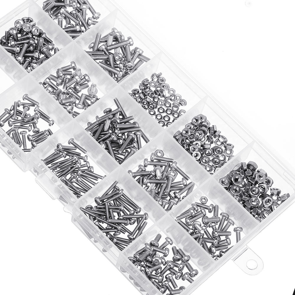 480Pcs M2/M2.5/M3 Torx Machine Screw 304 Stainless Steel Pan Head Bolt Nut Assortment