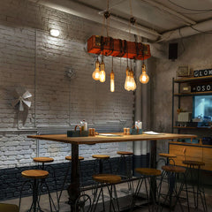 Light Wooden Chandelier Industry Restaurant Pendant Lamp Art Ceiling Decor AC110-240V