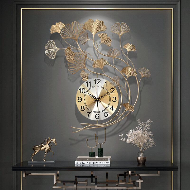 Leaf Clock Wall Clock Living Room Home Fashion Personality Creative Wall Clock Modern Minimalist Decoration