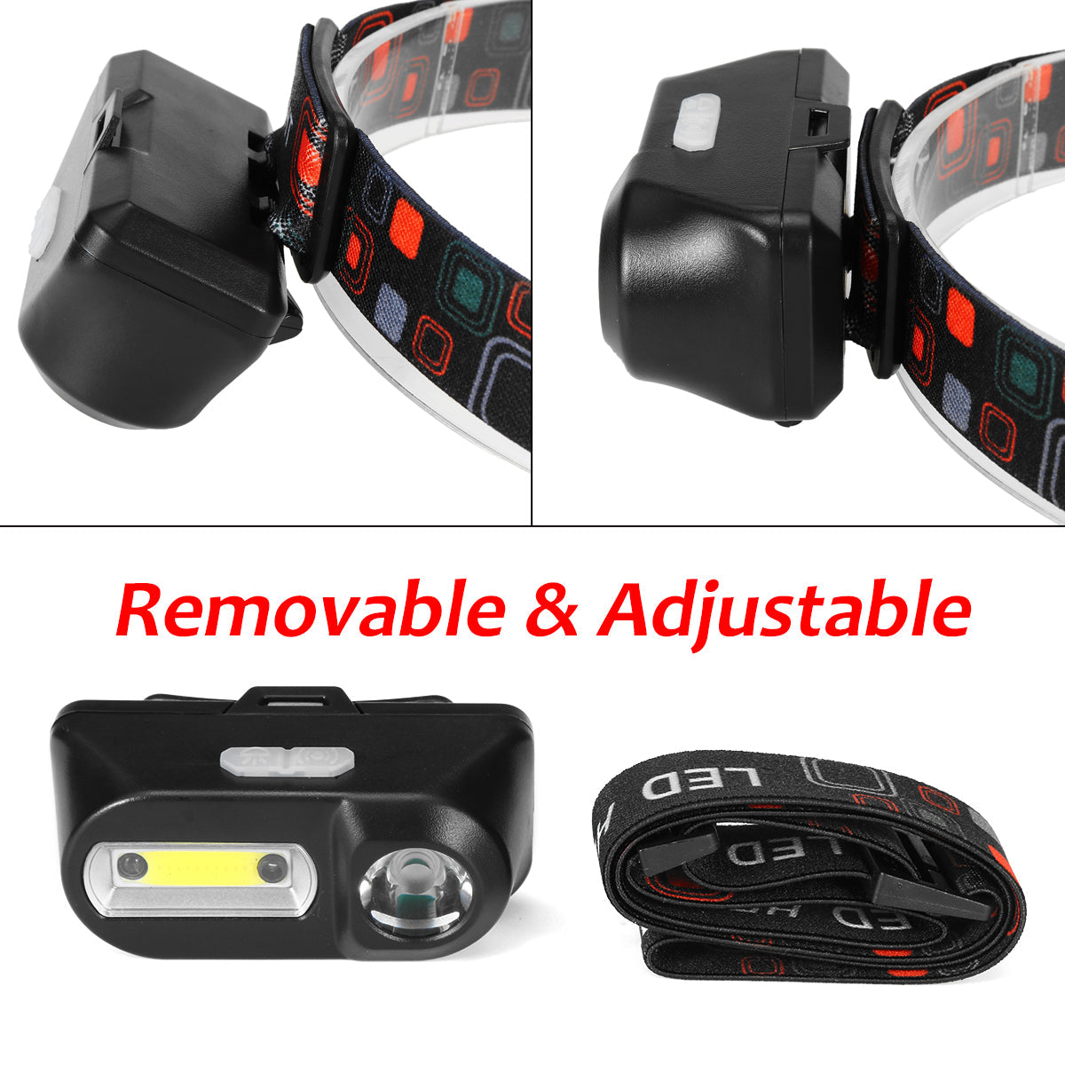 USB Rechargeable COB Headlamp Running Camping Fishing Cycling Flashlight Sensor Work Light