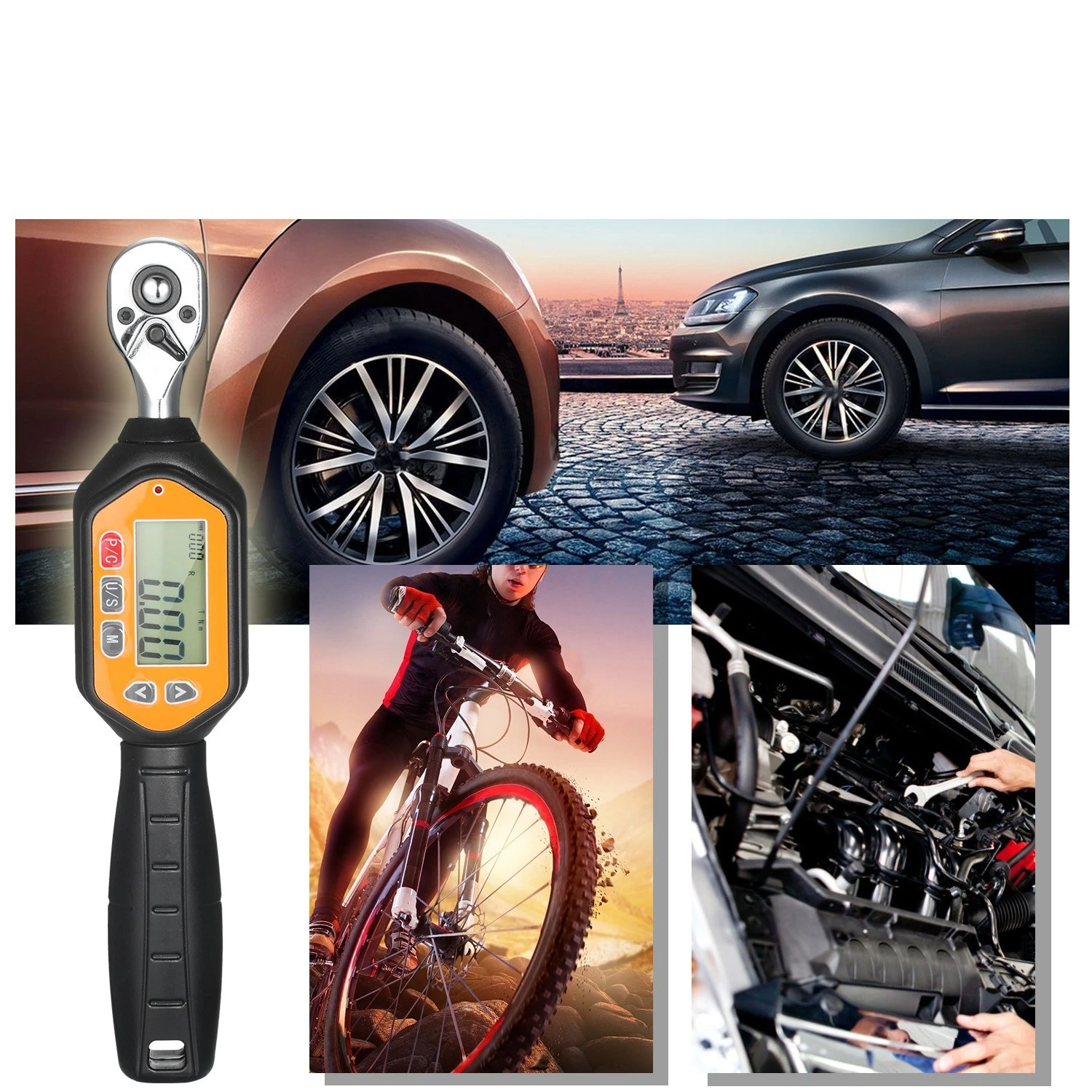 Preset Torque Wrench 10Nm Adjustable 1.6-inch LCD Digital Display for Bicycle Vehicle Maintenance