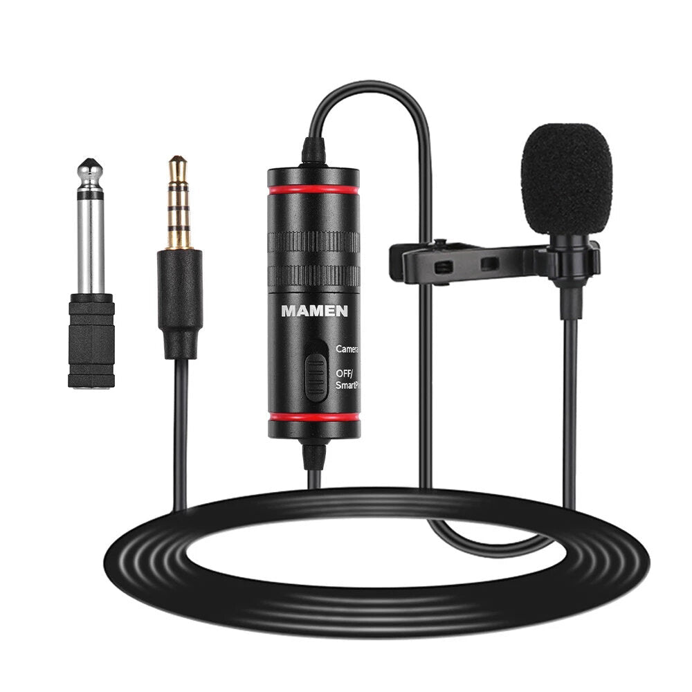 Wired microphone Clip-on Lapel CVC Noise Reduction 8M Cable 3.5MM Plug Mini Condenser Mic for Meeting Broadcast Vlogging Recording