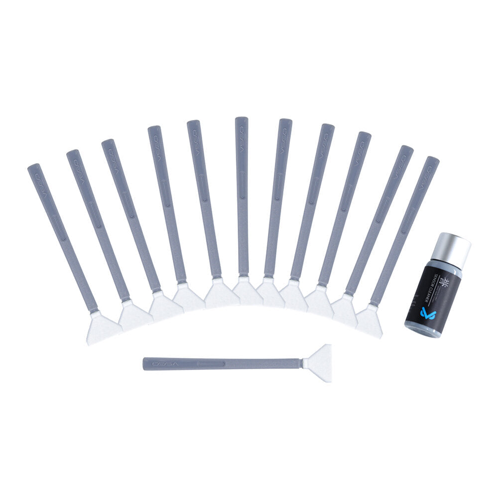 Camera Lens Cleaning Kit 12Pcs 24mm Cleaning Swab and 1Pcs 10ml Sensor Cleaner for Camera Mobile Phone Computer Microscope