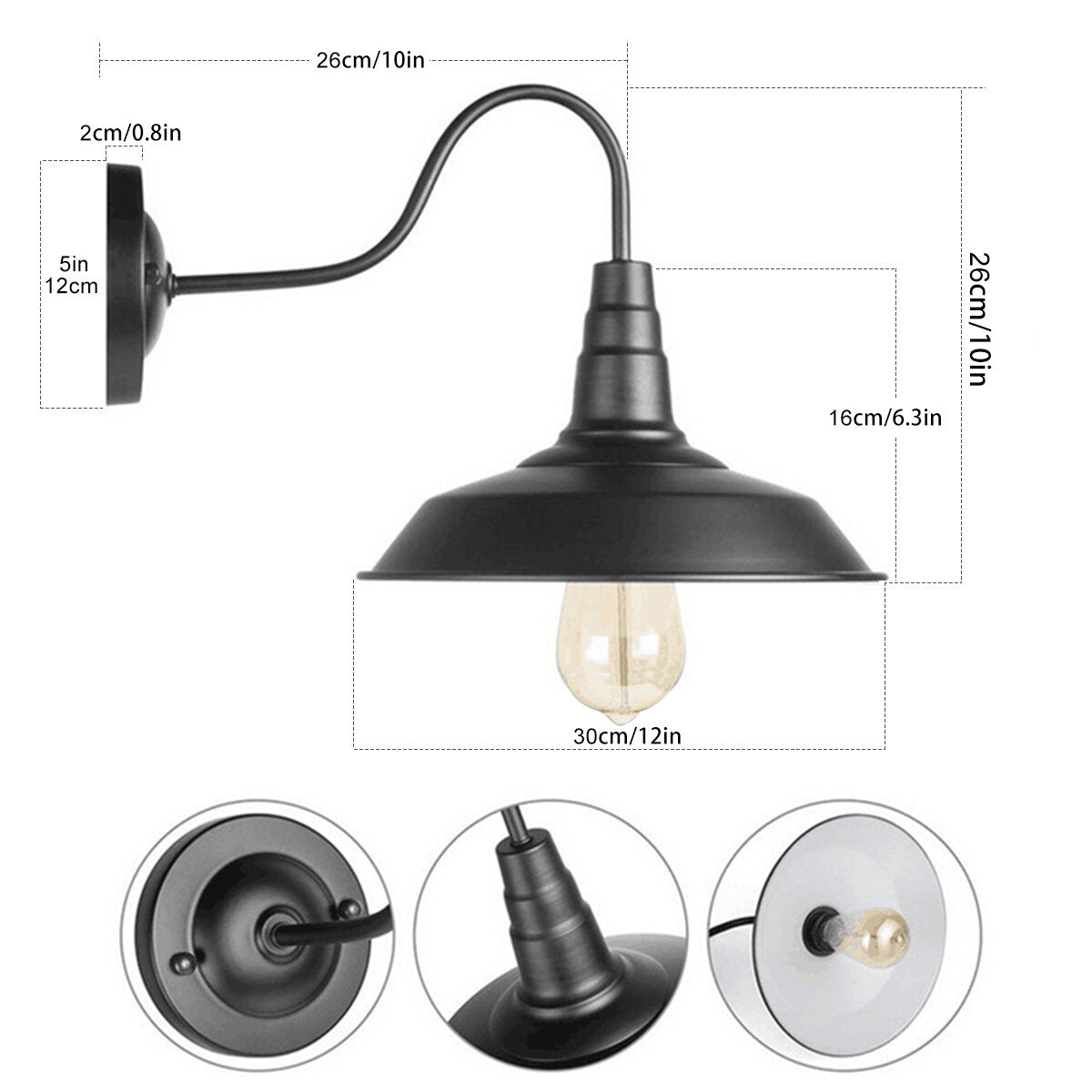Wind Pot Cover Wall Lamp American Simple Wrought Iron Wall Light Aisle Corridor Warehouse Balcony Restaurant Without Bulb