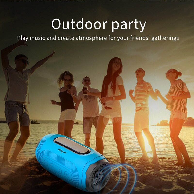 Wireless Bluetooth Speaker Solar Charging Flashlight Outdoor IPX5 Waterproof Stereo Sound Rechargeable Battery With Microphone