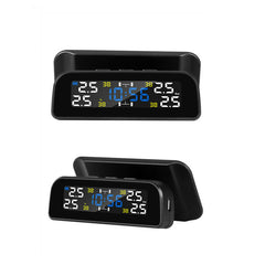 Solar Car 360 Rotation Tire Pressure Monitoring System Digital Clock LCD Display Tyre Temperature Safety Alarm Machine