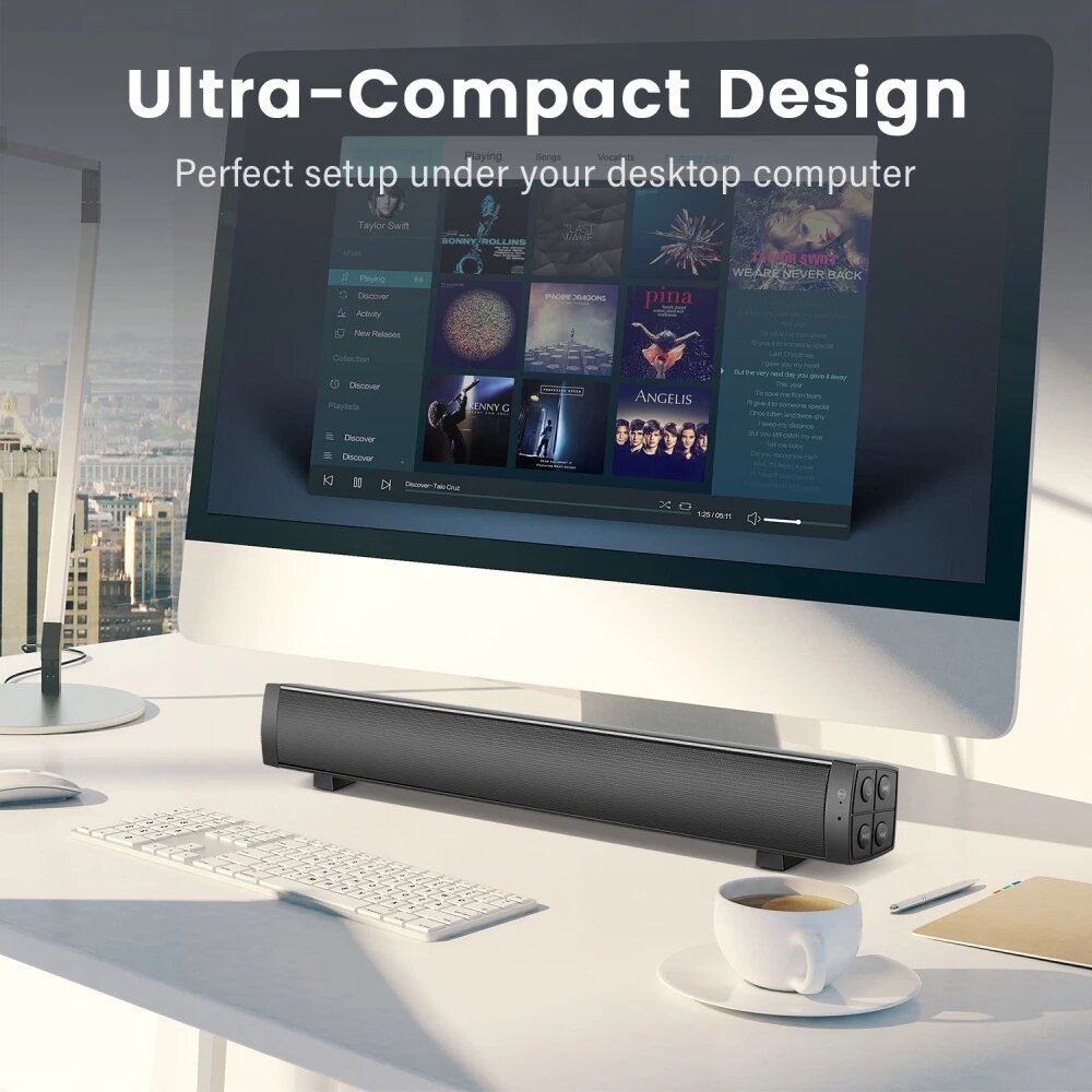 Bluetooth 5.0 Soundbar Wireless Speakers Hi-Fi 3D Stereo Support AUX/TF Card with HD Mic