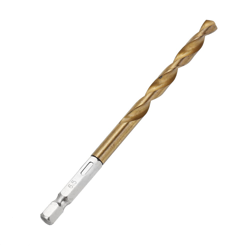 13pcs 1.5-6.5mm HSS Titanium Coated 1/4 Inch Hex Shank Twist Drill Bit Set