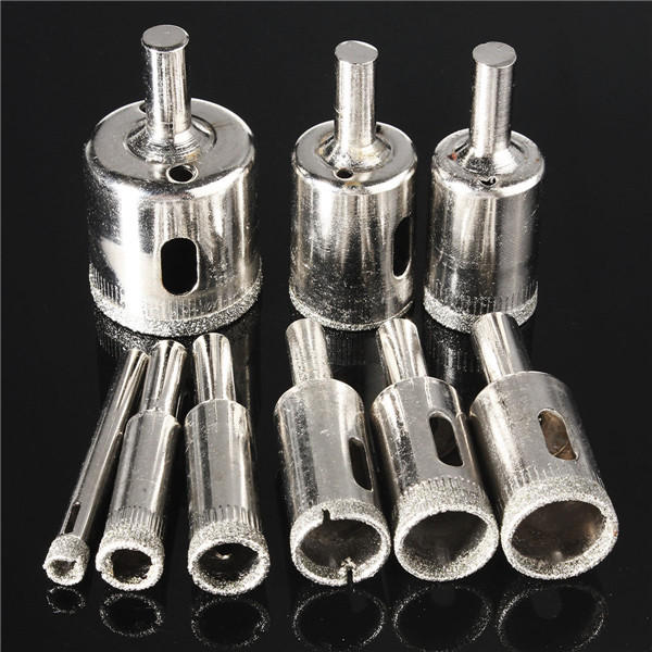10pcs Diamond Hole Saw Drill Bit Set 6mm-30mm Tile Ceramic Glass Porcelain Marble Cutter