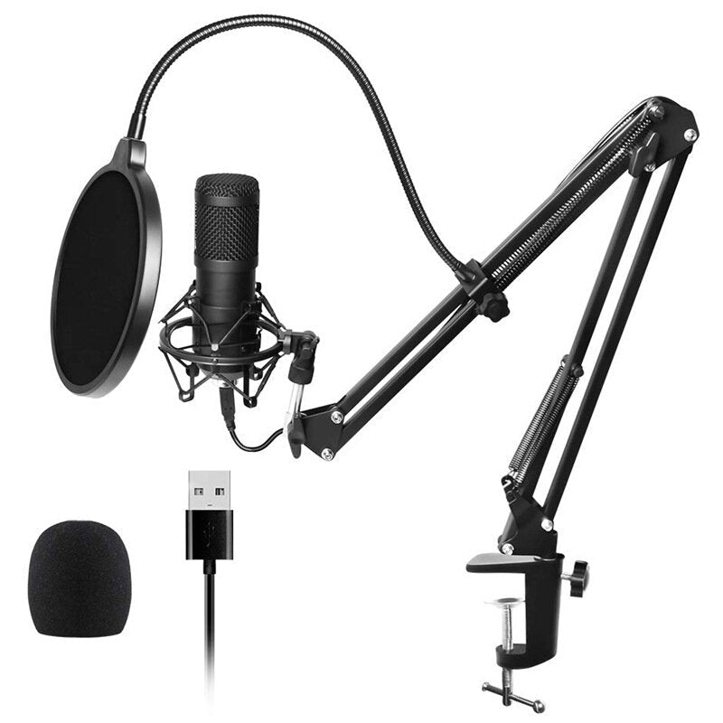 Professional 192KHz/24Bit HD Free Drive USB Condenser Microphone Kit with Stand Mount