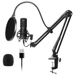 Professional 192KHz/24Bit HD Free Drive USB Condenser Microphone Kit with Stand Mount