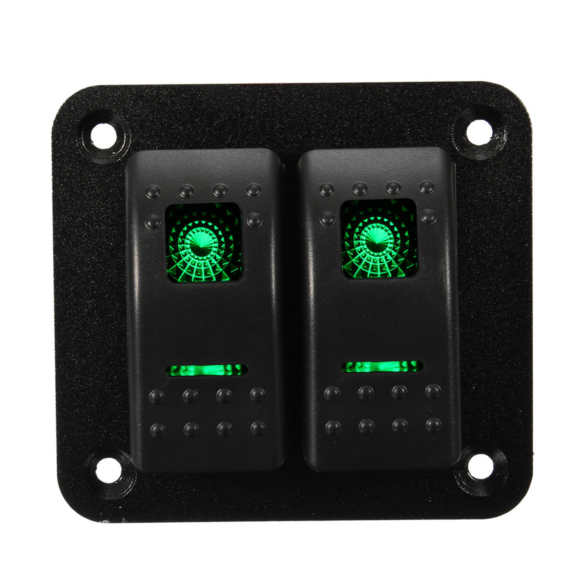 12V 24V 2 Gang Waterproof LED Car Marine Truck Boat RV Rocker Switch Panel