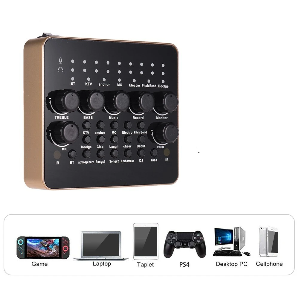 Portable Rechargeable Live Sound Card Voice Changer