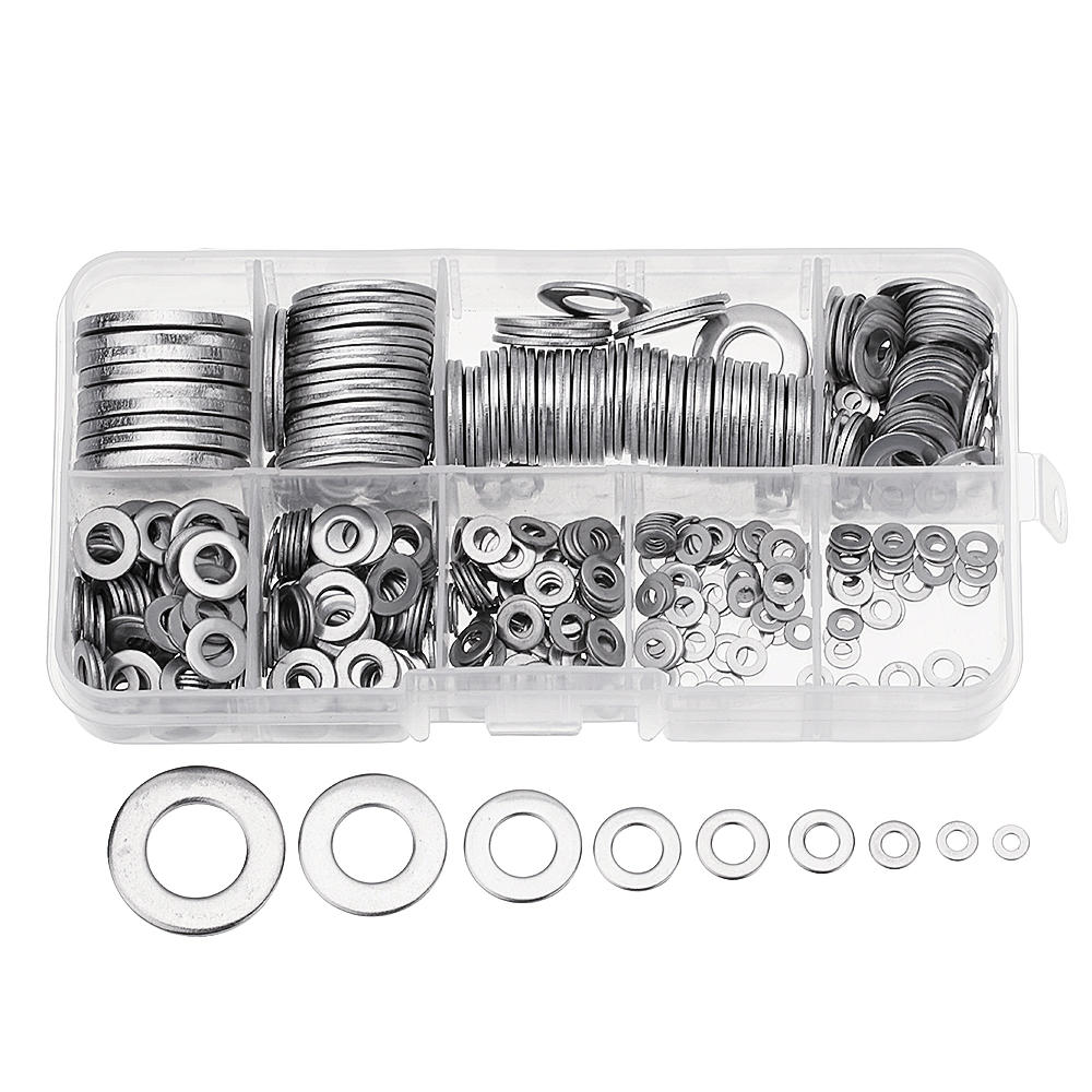 580Pcs Flat Washer Round Assortment Set 304 Stainless Steel M2 to M12