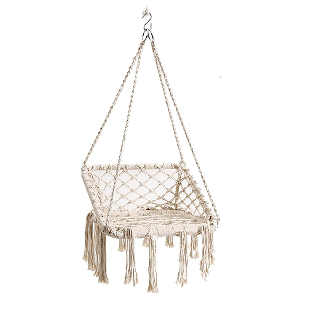 220LBS Air Swing Hammock Rope Chair Patio Porch Yard Tree Outdoor Beige