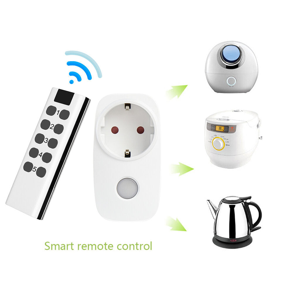 Universal Remote Control And EU Outlet Smart Socket Set With Night Light Outlet Wireless 433 Mhz Compatible With Broadlink Remote Control