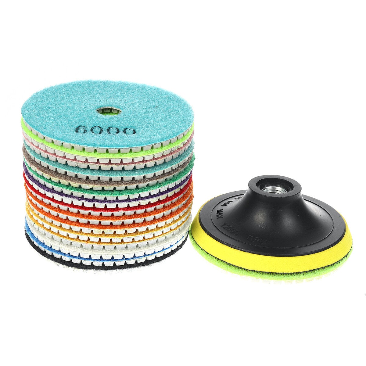 17pcs 4 Inch 30-800 Grit Diamond Polishing Pads Set for Marble Granite Stone Concrete
