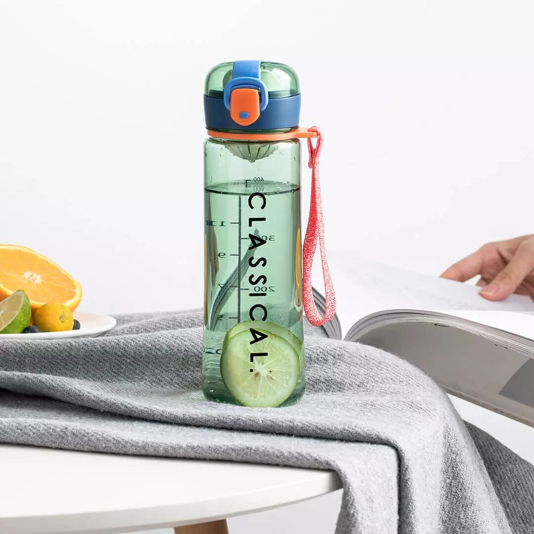 500ml BPA Free Water Bottle with Locking Flip-Flop Lid Leakproof Dustproof Cap Colorful Sport Water Bottle Camping Travel From