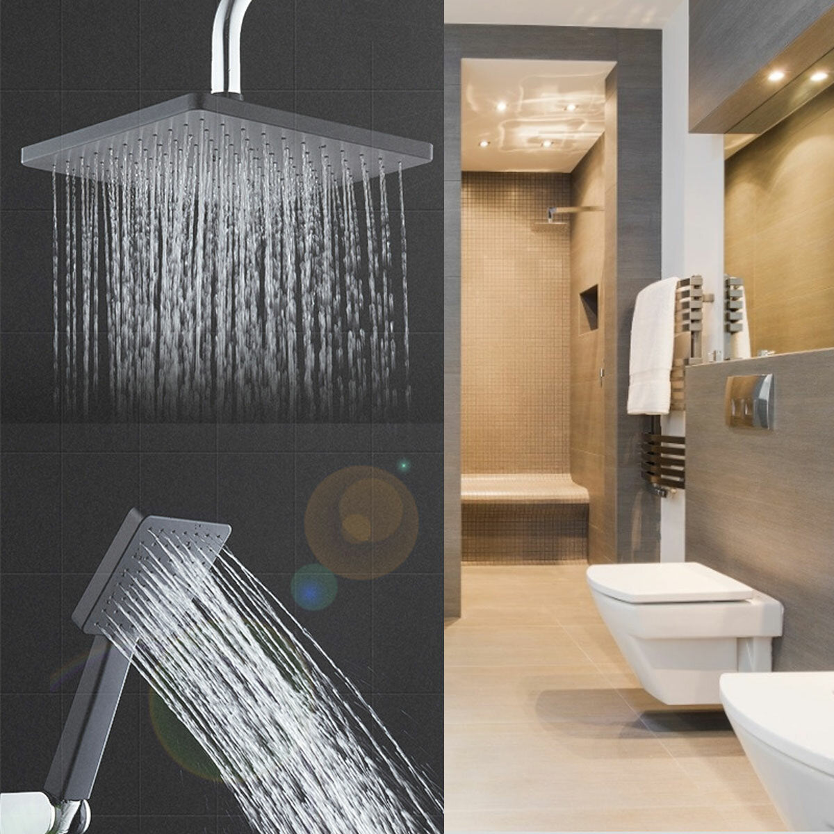 Black Vintage Matte Paint Shower Set Automatic Descaling And Pressurized Bathroom Rain