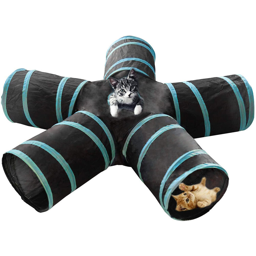 5-way Collapsible Cat Tunnel Tube Kitty Toys Peek Hole for Cat Puppy Rabbit