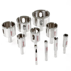 11PCS 6-30mm/6-50mm Diamond Hole Saw Drill Bit with Hole Saw Cutter Drill Guide Jig Fixture for Glass, Porcelain, Ceramic, Granite Stone