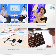 Professional Lavalier Microphone Portable Recording Omni-directional Condenser Interview Mic with 6.5mm Adapter for Smartphone DSLR Camera