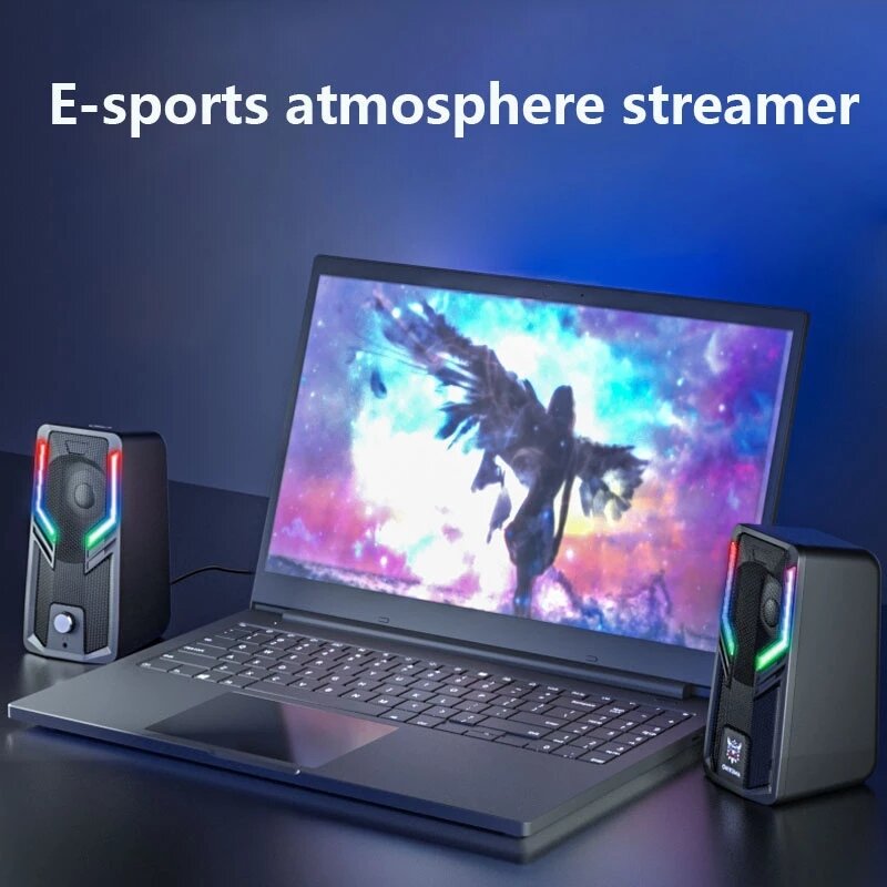 Gaming Speaker Computer Speaker 2.0 Channel RGB Colorful Light Stereo Bass 3.5mm AUX USB Wired Computer Speaker