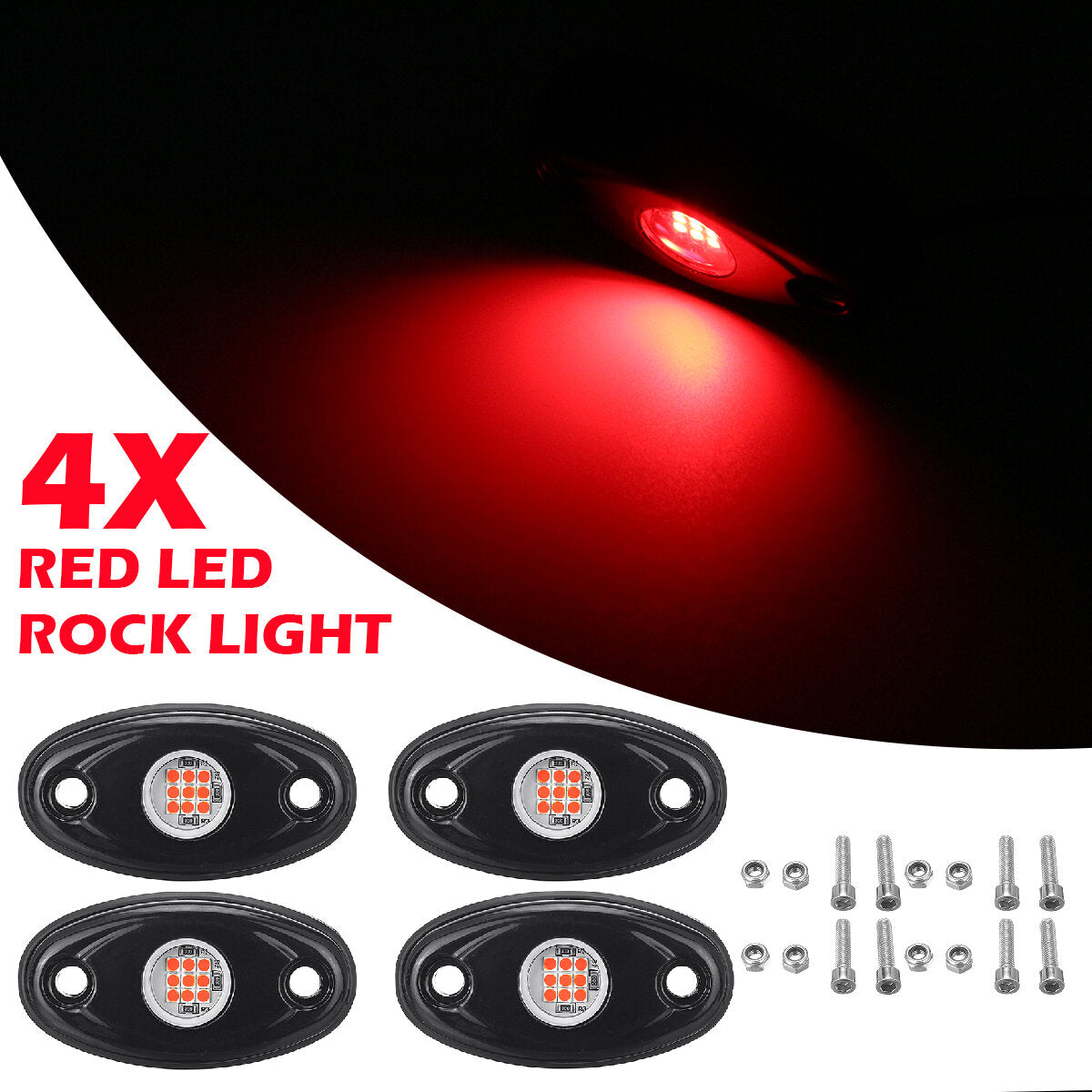 4pcs LED Rock Light Underbody Atmosphere Deck Lamp Wireless Underbody Aluminum Alloy For Offroad Truck UTV Marrine