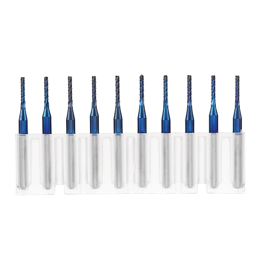 10pcs 1.7-2.0mm Blue NACO Coated PCB Bit Carbide Engraving Milling Cutter For CNC Tool Rotary Burrs