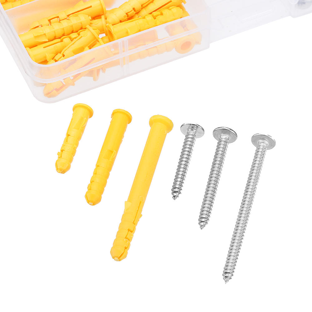 80Pcs Stainless Steel Round Head Phillips Self Tapping Screw Expansion Tube Wall Plug Anchor Kit