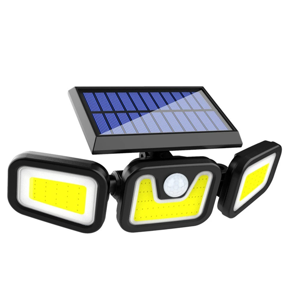 Solar 3 Heads Rotatable Slit Garden Lamp Motion Sensor Wall Mounted Waterproof Night Light 74 LED