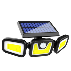 Solar 3 Heads Rotatable Slit Garden Lamp Motion Sensor Wall Mounted Waterproof Night Light 74 LED