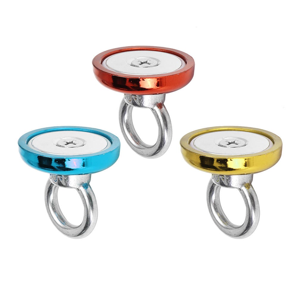 36x30mm 50KG Neodymium Recovery Magnet Red/Yellow/Blue Eyebolt Hook Metal Detector