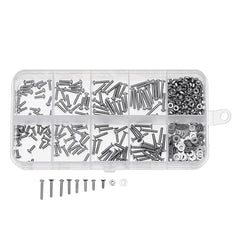 480Pcs M2 Hex Socket Button&Flat Head Screw 304 Stainless Steel Bolt Nut Assortment