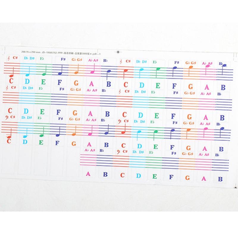 Piano Keyboard Note Sticker for 61/88 key Electronic Keyboard